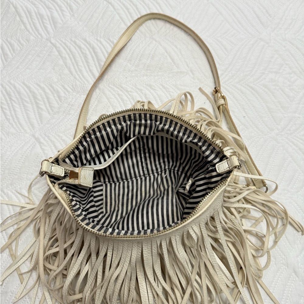 Fringe Crossbody Shoulder Bag in Light Beige - Picture 6 of 6